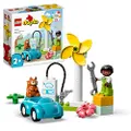 LEGO 10985 DUPLO Ma Ville L’Éolienne et la Voiture Électrique, Voiture pour Enfants Dès 2 Ans, Garçons et Filles, Jouets Éducatifs avec Figurines, Jou