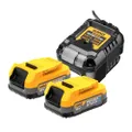 Dewalt Powerstack DCB1102E2 Accukit, 18 volt, 1,7 Ah, innovatieve pouch-celtechnologie, te gebruiken in alle 18V XR accumachines, met capaciteitsindic