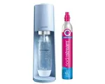 watercarbonatatiemachine + 1l fles + 1 cilinder - pastelblauw - sodastream - 1012811333