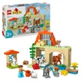 LEGO DUPLO Town Tierpflege auf dem Bauernhof - Spielzeug für Kinder - Montessori Spielzeug -Bauernhof mit Tierfiguren - Pferd, Kuh und Huhn - Lernspie