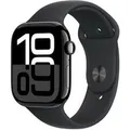 Apple Watch Series 10 GPS 46 mm Jet Black Aluminium Case met Zwarte Sportband M/L