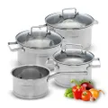 classbach® Topfset 7-teilig | Kochtopf Set Edelstahl für alle Herdarten (Induktion-, Gasherd, Ceranfeld, Elektroherd) spülmaschinenfest Kochtopf Set C