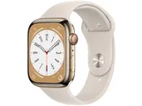 APPLE Watch Series 8 GPS + Cellular 45mm Cassa in acciaio inossidabile color oro con Cinturino Sport Galassia &#8211; Regular