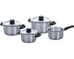 BK Karaat+ Pannenset 4-delig - 16/18/20cm - Zonder PFAS-vrije antikleeflaag - Pannenset inductie - RVS kookpan - Ovenbestendig tot 160°C - Met deksel 