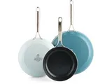 BK Sky Blue keramische inductie koekenpannenset 3 delig - Ø20/24/28cm - PFAS vrij – Inductie pannenset - Inductie koekenpan – Ovenbestendig tot 220°C 