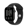 Apple Watch Series 12 GPS, 46 mm Aluminiumgehäuse Schwarz | Smartwatch, Sportarmband Schwarz (M/L), Gesundheits-, Fitness- und Schlaftracking, Herzfre