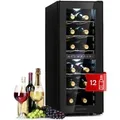 Klarstein Weinkühlschrank Shiraz 12 Duo Weinkühlschrank 2 Zonen 12 Fl 42L 5-12/12-18°C Touch, für 12 Standardflaschen á 0,75l,Flaschenkühlschrank Wein