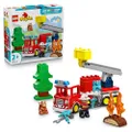 LEGO DUPLO Brandweertruck met Slang en Brandweerman – Educatief Speelgoed voor Peuters – Rode Brandweerwagen met Ladder, Figuur en Eekhoorn – Cadeau v
