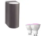 Philips Hue Nightingale Wandlamp voor Buiten Up & Down (Roestbruin) - Buitenlamp - GU10 - Wit en Gekleurd Licht - Hue White and Color Ambiance