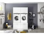 Wasmachine kast - Wasmachinekast met verhoger - Duo wasmachine meubel - Wasmachine en droger ombouw meubel - Wit