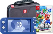 Nintendo Switch Lite Blauw + Super Mario Bros. Wonder + Beschermhoes