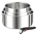 Tefal Ingenio Preference 4-teiliges Topfset Induktion, 16, 18, 20cm mit Griff, stapelbar, platzsparend, hochwertiger Edelstahl, für alle Herdarten gee