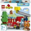 LEGO DUPLO Le camion de pompiers 10473 | Jouet pour fille ou garçon dès 2 ans, jeu éducatif stimulant la motricité, camion rouge et figurine, idée cad