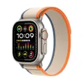 Apple Watch Ultra 2 [GPS + Cellular 49 mm] med robust titanboett och Terrängloop i orange/beige – M/L. Träningsmätare, precisions-gps, snabbknapp, ext