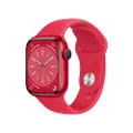 Apple Watch Series 8 (GPS, 41mm) Smartwatch - Aluminiumgehäuse Product(RED), Sportarmband Product(RED) - Regular. Fitnesstracker, Blutsauerstoffund EK