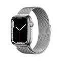 Apple Watch Series 7 (GPS + Cellular, 45mm) Montre connectée - Boîtier en Acier Inoxydable Argent, Bracelet Milanais Argent. Suivi de l’activité Physi