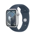 Apple Watch Series 9 GPs 45 Mm Zilver Aluminium Case/stormblauw Sport Band - S/m