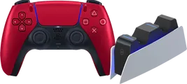 Sony Playstation 5 DualSense Draadloze Controller Volcanic Red + BlueBuilt oplaadstation