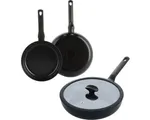 BK Enjoy Pannenset - Koekenpan 24/28cm - Hapjespan met deksel 28cm - PFAS vrij - zwart- koelgrepen - ovenbestendig tot 160°