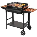 Tarrington House Holzkohlegrill Gouette, 40 x 58 cm, Ablagetische, fahrbar, Stahl/Holz, schwarz