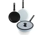BK Enjoy Aluminium Pannenset 3-delig - Ø24/28cm Koekenpannen - Ø 28cm Hapjespan met deksel – PFAS-vrij – Inductie Koekenpan – Inductie Hapjespan – Ove