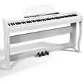 VINGLI Digitalpiano GDP-104 E Piano 88 Tasten, vollgewichtete Tastaturen, Dual Bluetooth, Digitalpiano mit Klavierständer, Weiß/Schwarz/Schwarznussbra