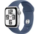 APPLE Watch SE &#8211; 40mm Silver Aluminium Case with Denim Sport Band &#8211; S/M, Silver/Grey,Blue