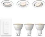 Philips Enneper Inbouwspots met Philips Hue White Ambiance GU10 &amp; Dimmer Switch &#8211; Warm tot Koel Wit Licht &#8211; Dimbaar &#8211; Spotjes In