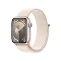 Apple Watch Series 9 (GPS, 41 mm) Smartwatch mit Aluminiumgehäuse und Sport Loop Armband in Polarstern. Fitnesstracker, Blutsauerstoff und EKG Apps, A