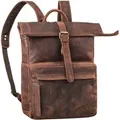 STILORD Notebookrucksack "Melvin" Echtleder Rolltop Rucksack Herren Laptop 16 - 17 Zoll