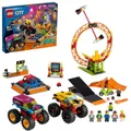 LEGO® 60295 City Stuntz L&#8217;Arène de Spectacle des Cascadeurs, 2 Monster Truck et Voitures Jouets, Moto à Rétrofriction, Cercle de Fe