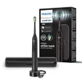 Philips Sonicare 4100 – elektrische Sonicare Zahnbürste für Erwachsene mit 1 x Philips W2 Optimal White Bürstenkopf in Schwarz, schlankem Reiseetui un