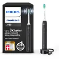 Philips Sonicare 3100 elektrische Zahnbürste, Schallzahnbürste, Andruckkotrolle und Timer, Schwarz, HX3671/14