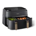 Philips Airfryer Dual Basket 3000 Serie Heißluftfritteuse,Schwarz/Kupfer,9L | 2 Körbe, RapidAir Plus Technologie, Touchscreen, 12 Kochfunktionen, Home