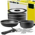 BRUNNER Topf-Set BRUNNER Camping Topfset PIRATE Vacublock Leicht, Stapelbar, Alu, (5-tlg)