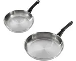 BK Bold Koekenpannenset 2-delig - 24/28cm - Zonder antikleeflaag - Pannenset inductie - RVS pannenset - Ovenbestendig tot 160°C - Koudgrepen- Zilver