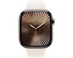 Apple Watch Series 10 - Wifi + 4G - 46mm - Gouden Titanium Case met Starlight Sportbandje - M/L