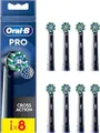Oral-B Pro Cross Action elektrische tandenborstelkop, X-vorm en schuine borstelharen voor diepere tandplak verwijdering, 8 opzetborstels, zwart