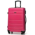 WITTCHEN Mittlerer Koffer Mittelgroßer Trolley Koffer Reisekoffer Check-In Gepäck aus ABS Hartschalen Trolley 4 Rollen Kombinationsschloss Rosa