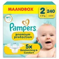 Pampers Premium Protection Maat 2, 240 Luiers, 4kg-8kg, Dubbele Bescherming voor de Huid en Tegen Lekken