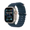 Apple Watch Ultra 2 (GPS + Cellular 49 mm) Smartwatch - Robuuste kast van titanium - Blauw Ocean‑bandje. Conditie bijhouden, nauwkeurige gps, actiekno