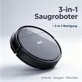 MIBODE Bürstsauger E3 PLUS Saugroboter Grau mit Fernbedienung, Sensoren & Seitenbürsten, Anti-Sturz-Sensoren, Hinderniserkennung, flaches Design