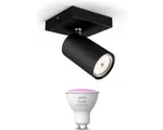 Philips Hue Kosipo Opbouwspot (Zwart) - Wit en Gekleurd Licht - Wandspot of Plafondspot met 1 Lichtpunt - GU10 - Hue White and Color Ambiance
