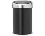 Brabantia Touch Bin Prullenbak - 3 liter - Badkamer - Matt Black / Matt Steel deksel