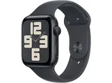 Apple Watch SE (2024), GPS, 44 mm, Caja de aluminio Medianoche, Vidrio delantero Ion-X, Correa deportiva Talla M/L