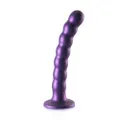 Ouch! Beaded Siliconen G-Spot dildo - Metallic Paars - 16,5 cm
