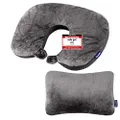 Dunlopillo 2-in-1 reiskussen en nekkussen, 31 x 21 cm, nekkussen voor in het vliegtuig en voor op reis, ergonomisch hoofdkussen met microparels