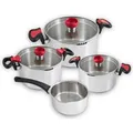 Kopf Topf-Set Kochtopfset Nelo, Edelstahl (7-tlg), mit Deckel, intelligenter Abgieu00dfhilfe & integrierter Siebfunktion