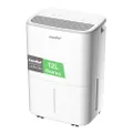 COMFEE' CDDOE-12DEN7-QA3(EU) Luchtontvochtiger voor huis, schimmel, 12 l/24 uur, geschikt tot 20 m², jerrycan van 2,5 l, geluidsarm, draaibare wielen,