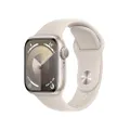 Apple Watch Series 9 (41 mm GPS) Smartwatch avec boîtier Aluminium et Bracelet Sport lumière stellaire (S/M). Suivi de l’activité Physique, apps Oxygè
